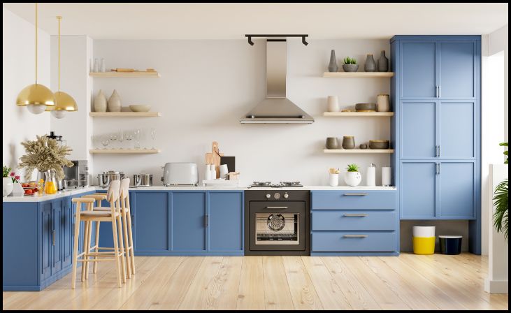 Distressed Blue Cabinets