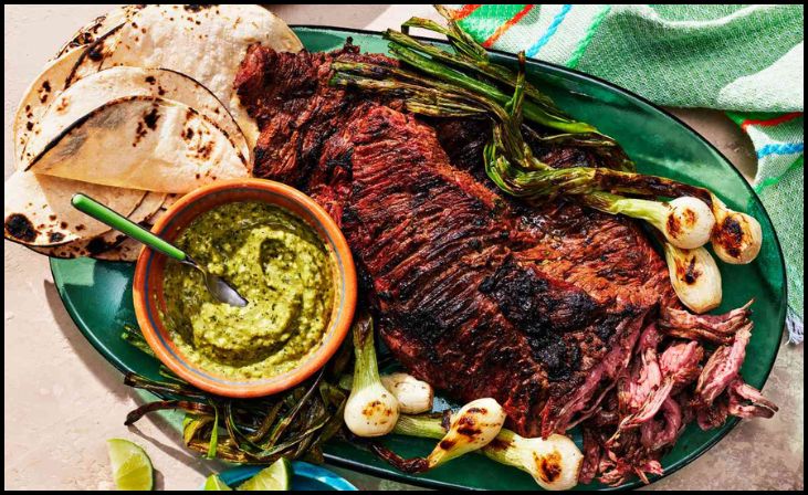 Grilled Steak and Cipollini Onions with Meyer-Lemon Nori Butter