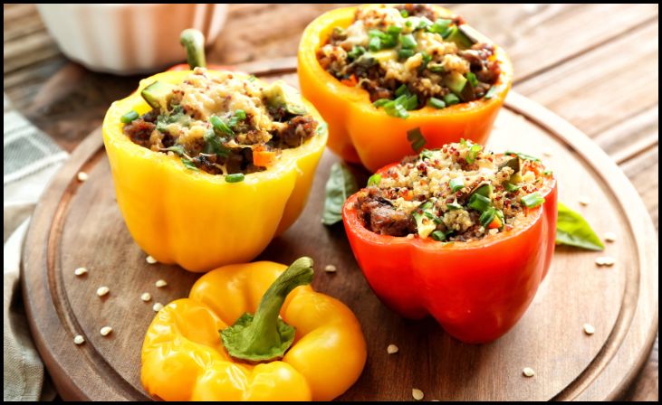 Chicken and Quinoa Stuffed Bell Peppers