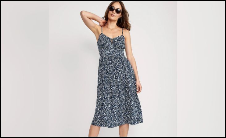 Old Navy Fit & Flare Smocked Midi Dress