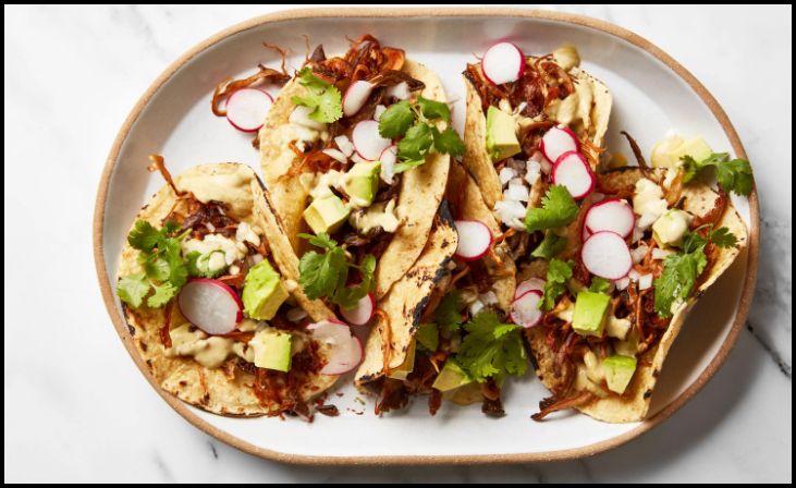 Pulled Mushroom Tacos with Salsa Guille